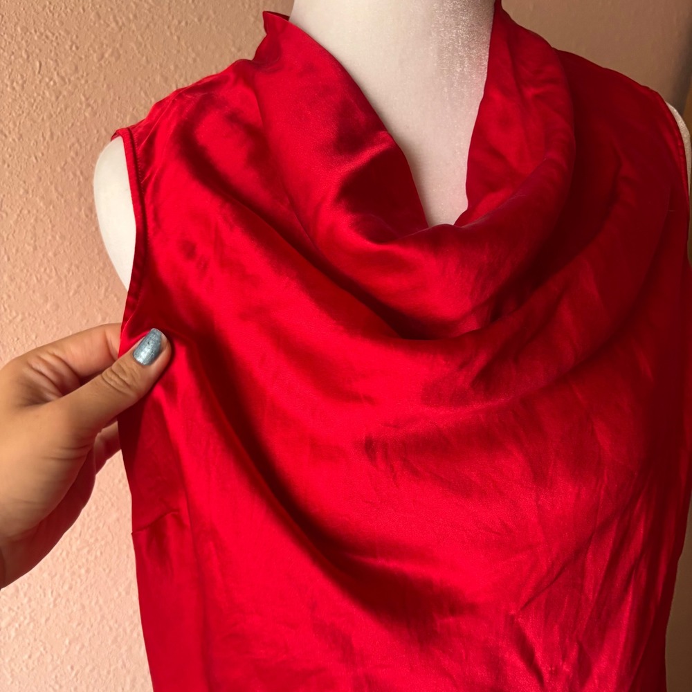 Vintage 80s / 90s Cherry Red Silk Blouse - Picture 5 of 6
